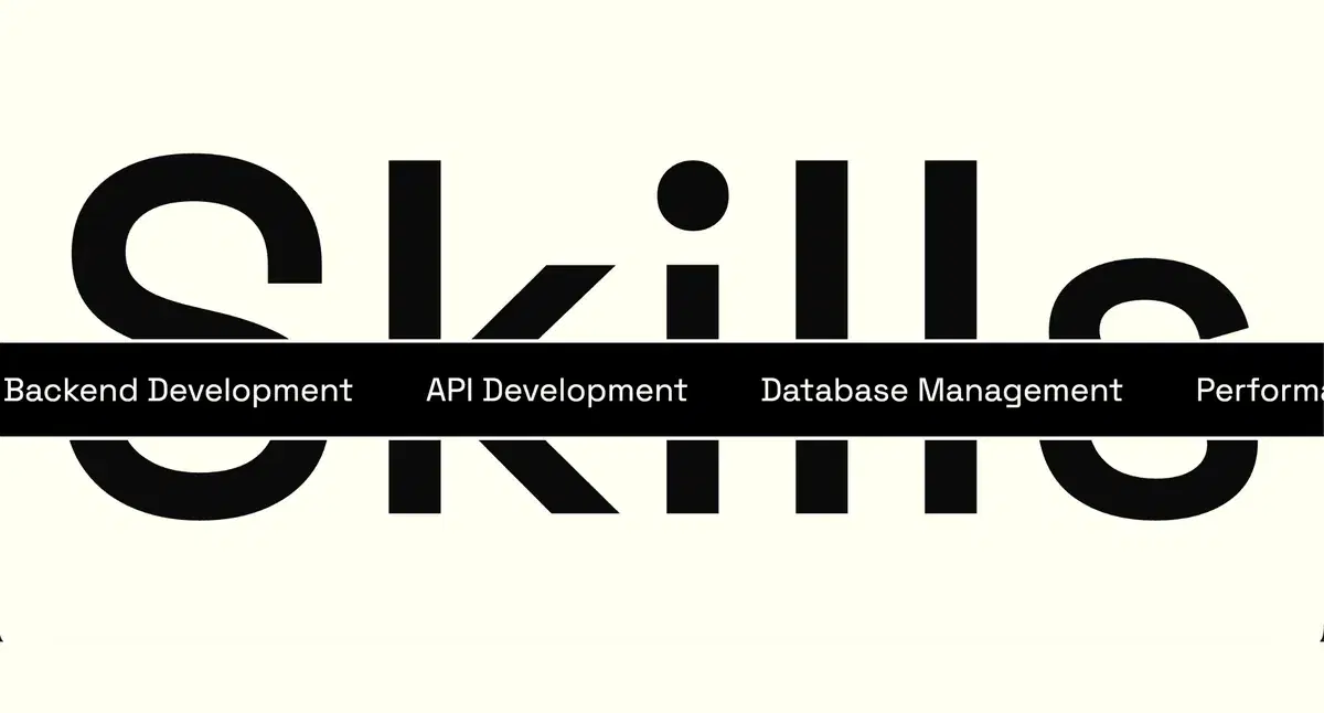Oversized typographic skills section with a scrolling marquee, built with MakeMyAISite